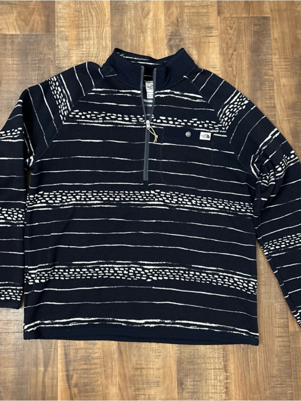 THE NORTH FACE PRINTED GORDON LYONS 1/4 ZIP NAVY KILIM STRIPE MEN'S XL EUC